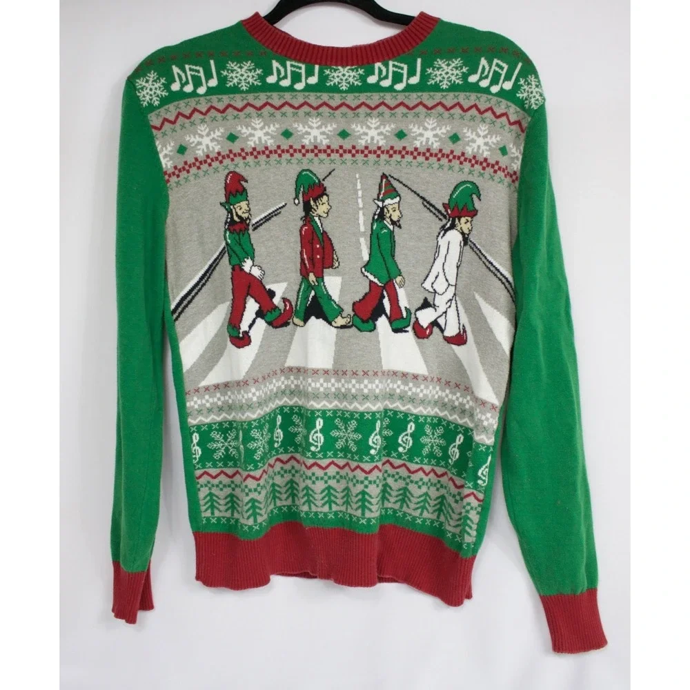 The Beatles Abbey Road Ugly Christmas Sweater Music‎ Fun Holiday Size Medium